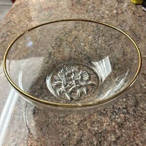 Gailstyn Glass Bowl with Gold Rim Tone